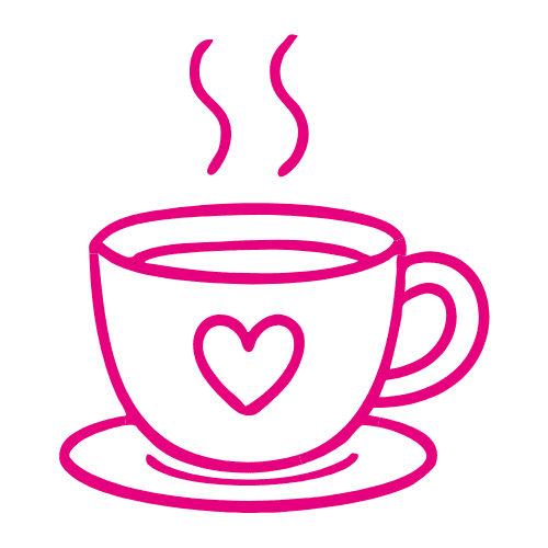 Coffee cup with heart symbol representing weekly coffee mornings