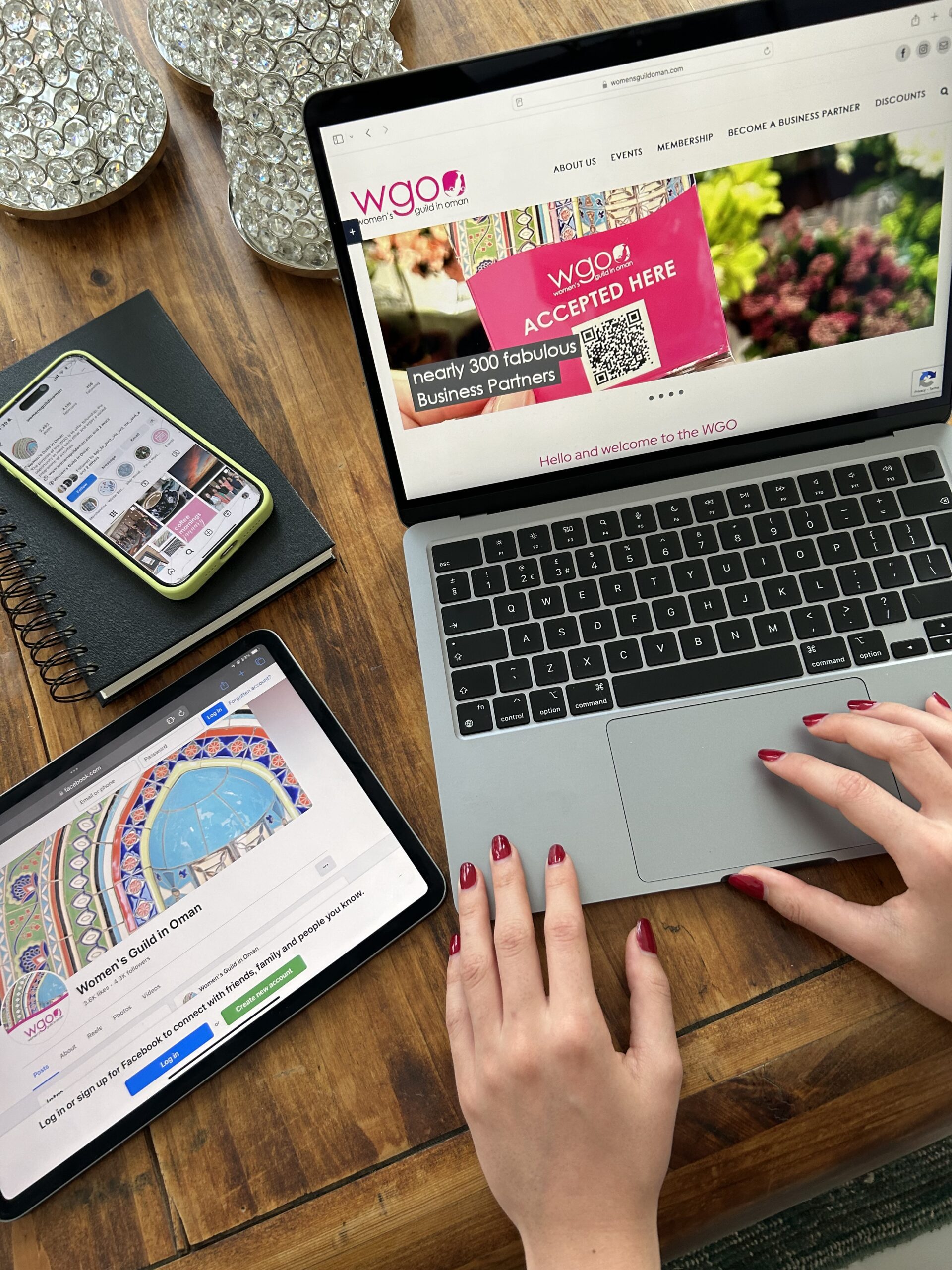 WGO website and social media platforms displayed across laptop, tablet and phone