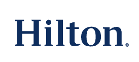 Hilton wordmark in navy blue, representing the Hilton hotel complex at Bar Al Jissah, Muscat