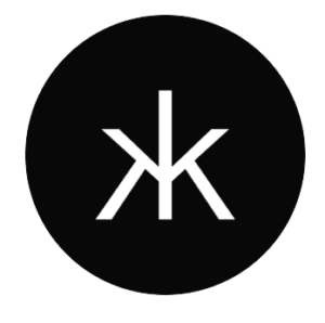 Circular black logo for Hakkasan restaurant featuring a white geometric KK monogram, at St Regis Al Mouj Muscat, Al Mouj, Muscat