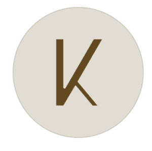 Circular cream logo for Karibu restaurant featuring a minimal brown K monogram, at St Regis Al Mouj Muscat, Al Mouj, Muscat