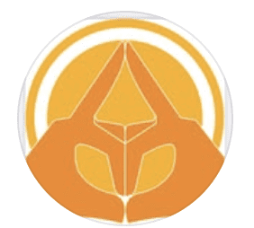 Circular orange and yellow logo for Yama Yoga Studios featuring a geometric lotus and mountain design, with studios in Seeb and Qurum, Muscat